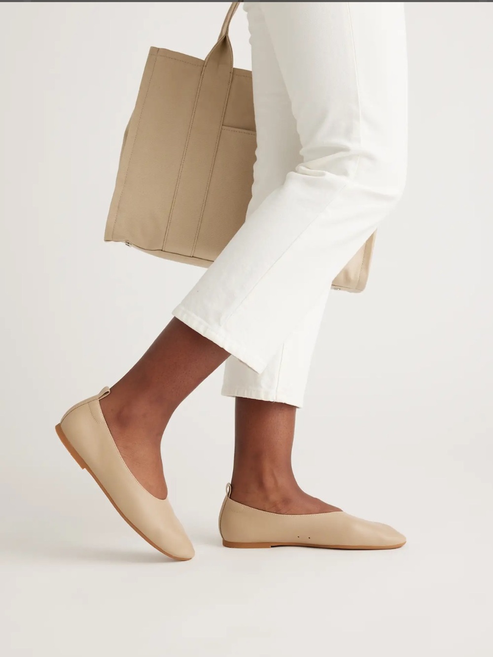 Quince • Italian Leather Glove Ballet Flat in Almond • Size 8.5